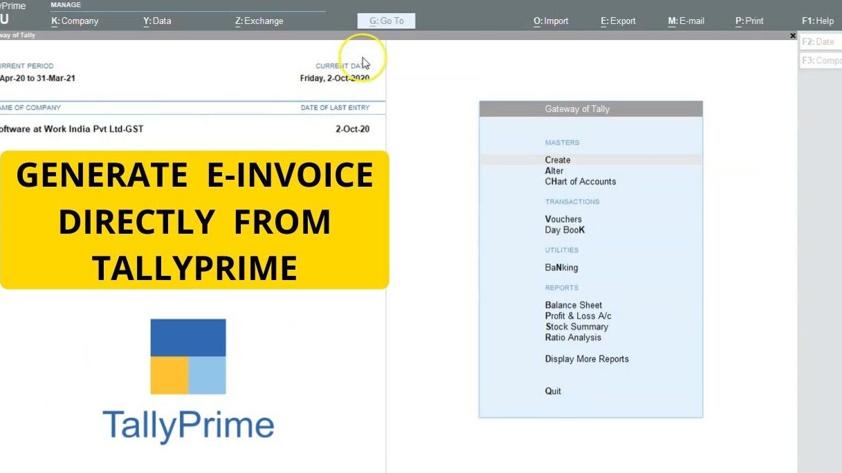 Generating E-invoice directly from tally prime