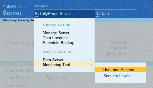 Restricting data based on user access on Tally Prime